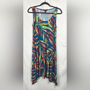Tommy Bahama Multicolored Tropical Shark Bite Resortwear Midi Dress sz S